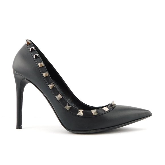 VALENTINO Rockstud Black Leather Pumps 39.5 - Picture 1 of 9